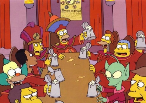Homer joins the Stonecutters in The Simpsons